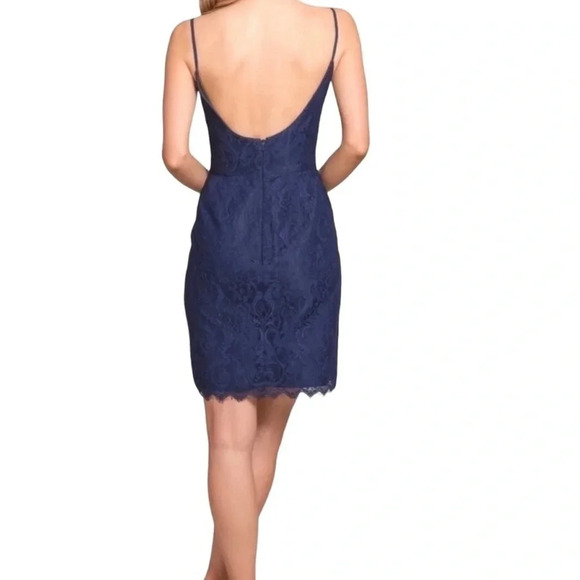 NWT Hayley Paige Occasions Navy Lace Mini Dress - Picture 2 of 6